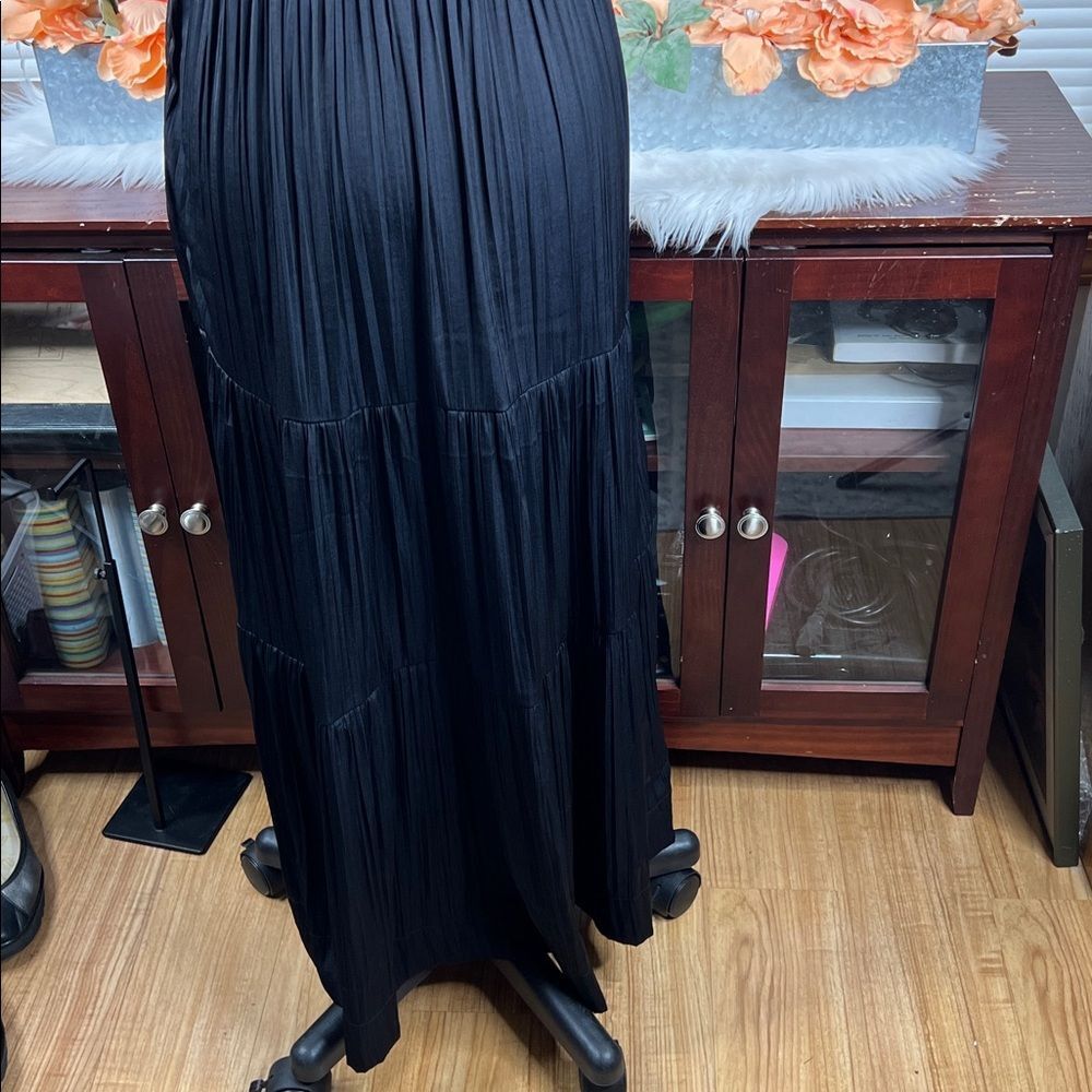 Anthropologie Somerset Black tiered Silky Maxi Dress Size Small - Picture 9 of 13